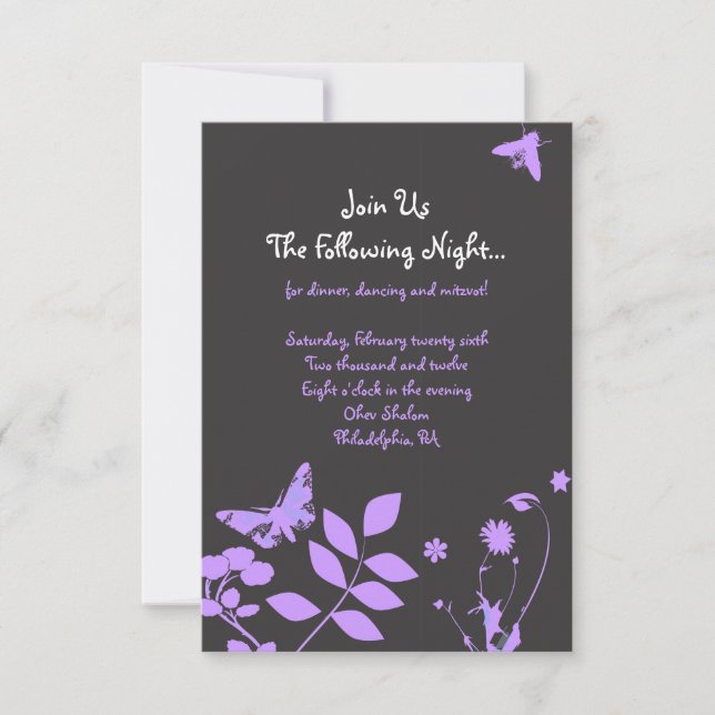 Flower Girl Bar Bat Mitzvah Invitation Party Card (Front)