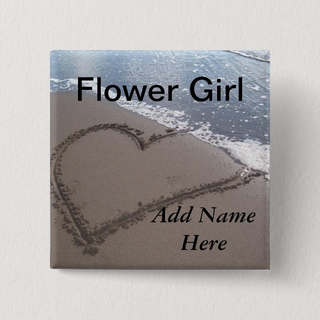 Flower Girl Beach Wedding Button (Front)