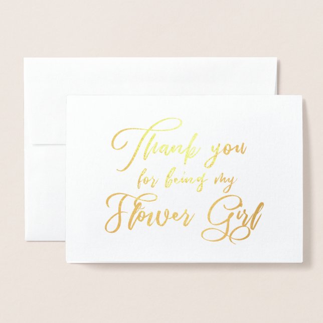 Flower Girl Beautiful Wedding Thank you Foil Card (Front With Envelope)