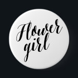 Flower Girl Black Script Button<br><div class="desc"></div>