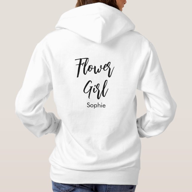 Flower Girl Black White Calligraphy T-Shirt Hoodie (Back)