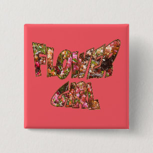 Flower Girl Bougainvillea Square Button
