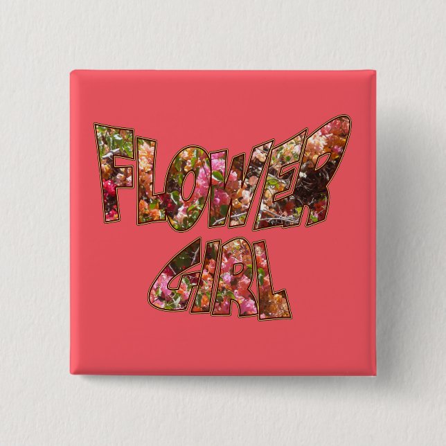 Flower Girl Bougainvillea Square Button (Front)
