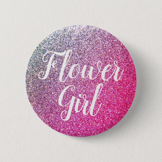 Flower girl Bridal Party round button (Front)