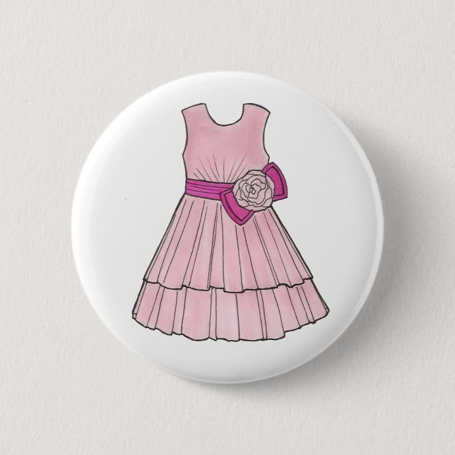 Flower Girl Bridal Pink Pageant Party Dress Style 6 Cm Round Badge (Front)