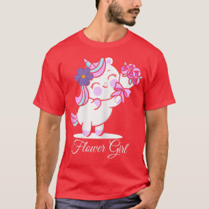 Flower Girl, Bride Unicorn Flowers Married Wedding T-Shirt