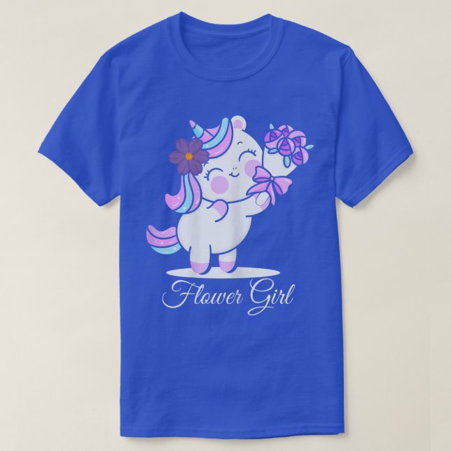 Flower Girl, Bride Unicorn Flowers Married Wedding T-Shirt (Design Front)