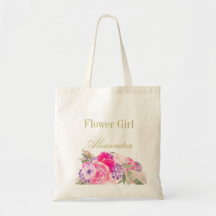 Flower Girl Bridesmaid  Floral Personal Tote Bag