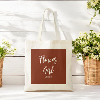 Flower Girl Brown Terracotta Bridesmaid Tote Bag
