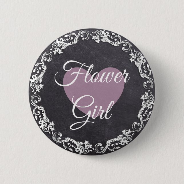 Flower Girl Chalkboard Style Bachelorette Party 6 Cm Round Badge (Front)