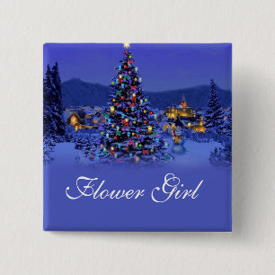 flower girl  Christmas tree wedding button. 15 Cm Square Badge