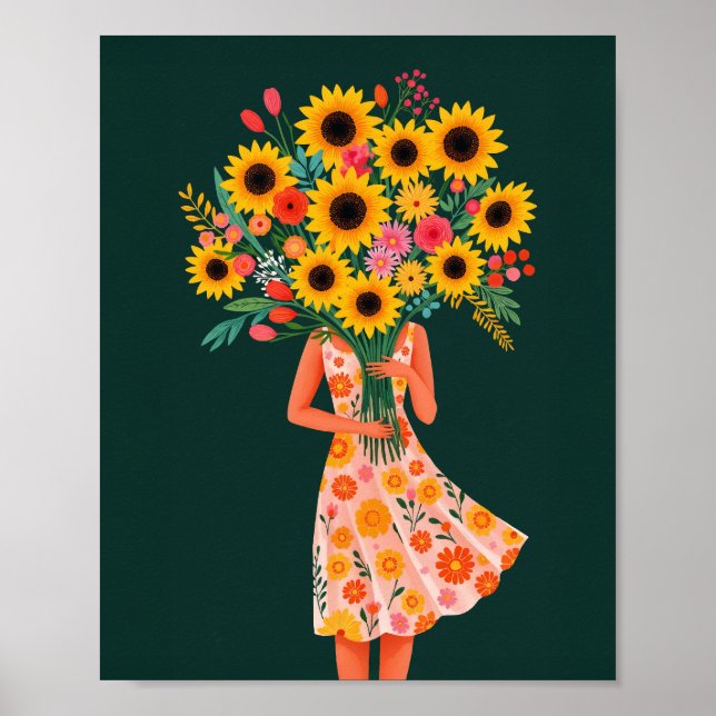 Flower Girl Colourful Art Print (Front)