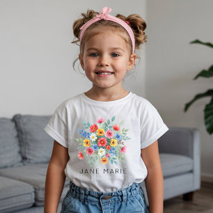 Flower Girl Custom Name Wildflower Birthday Girl T-Shirt