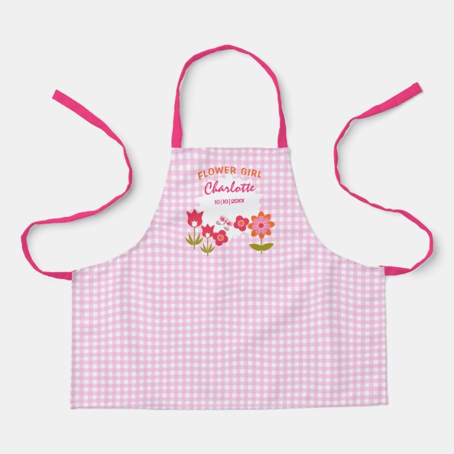 Flower Girl Cute Floral Personalised Apron (Front)