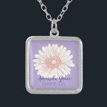 Flower Girl Daisy Personalised Purple Silver Plated Necklace<br><div class="desc">It makes it a perfect gift for a flower girl. Email me at JMR_Designs@yahoo.com if you need assistance or have any special requests.</div>