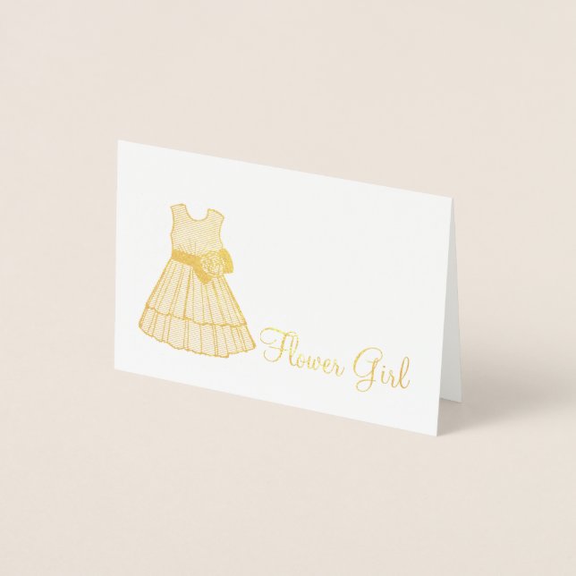 Flower Girl Dress Wedding Bridal Party Gift Foil Card (Front)