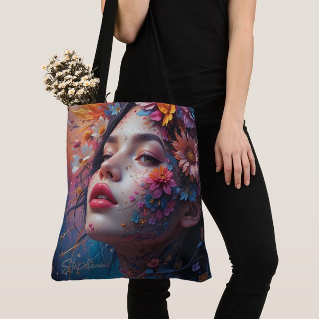 Flower Girl Fantasy Tote Bag (Close Up)