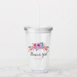 Flower Girl Floral Personalised Acrylic Tumbler