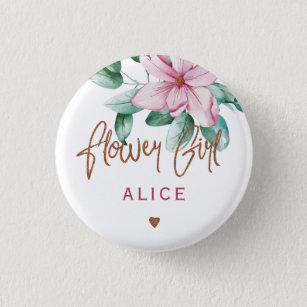 Flower girl floral pink copper bridal shower 3 cm round badge