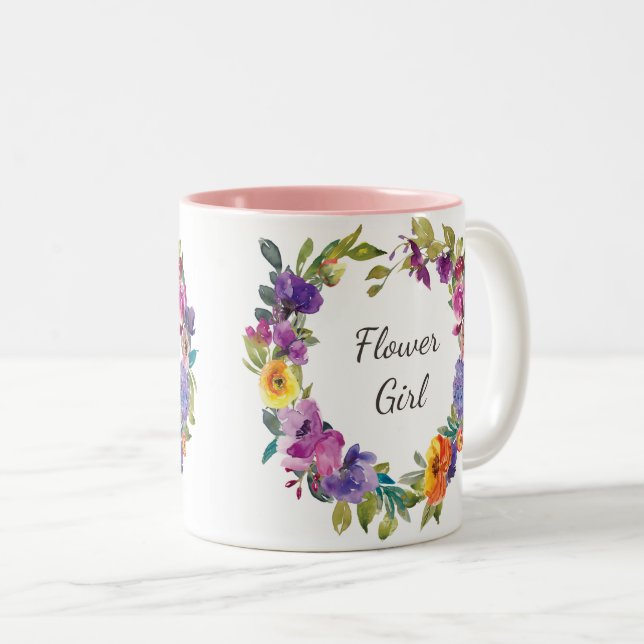 flower girl floral pink purple coffee mug (Front Right)