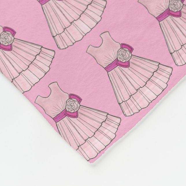 Flower Girl Gift Bridal Pageant Pink Party Dress Fleece Blanket (Corner)