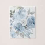 Flower Girl Gift Dusty Blue Wedding Floral Bouquet Jigsaw Puzzle<br><div class="desc">Flower Girl Gift: This soft dusty blue floral watercolor bouquet designed puzzle is perfect as a gift for your flower girl! This design matches my other dusty blue floral pieces, so it's perfect to pull your theme together with a gift for the special flower girl in your wedding. You could...</div>