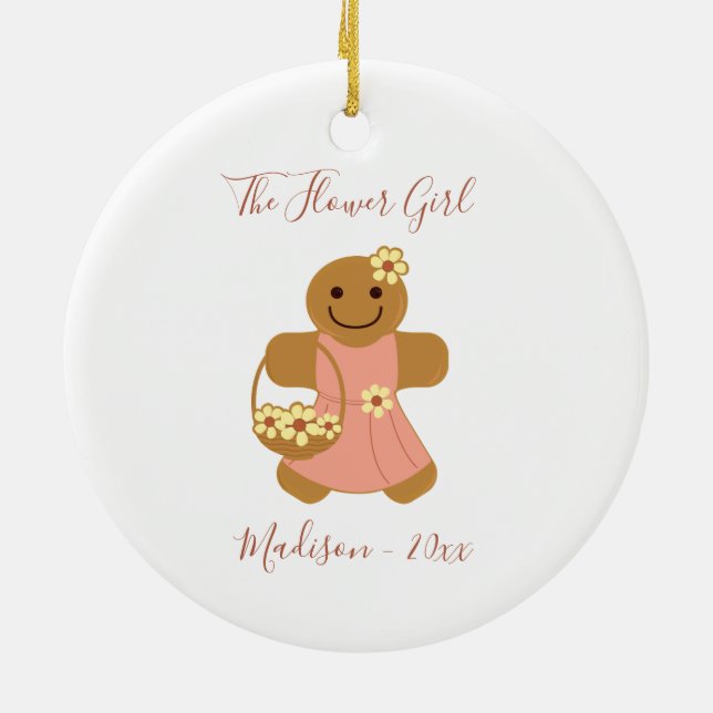 Flower Girl Gingerbread Christmas Ceramic Tree Decoration (Back)