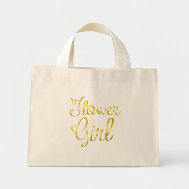 Flower Girl Gold Tiny, Small Mini Tote Bag (Front)