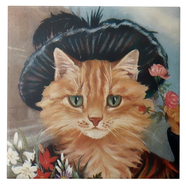 “Flower Girl Gypsy Kitten” by GL Barnes Tile (Front)