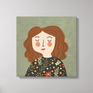 Flower girl illustration canvas print