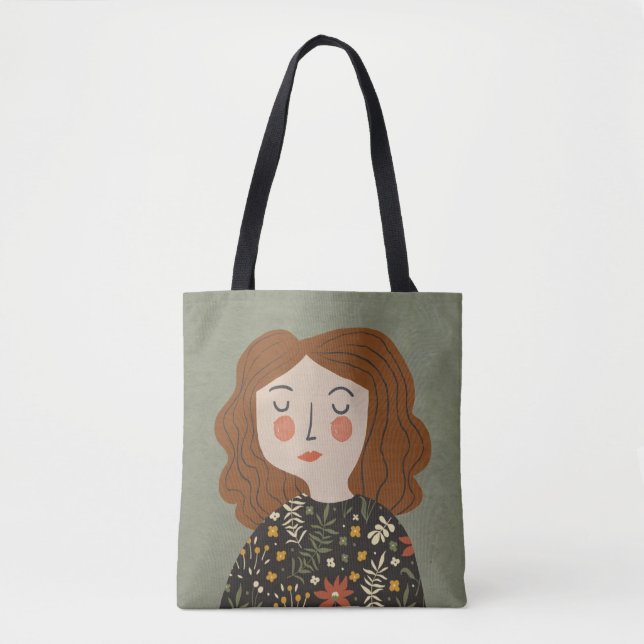 Flower girl illustration tote bag (Front)