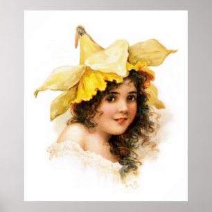 Flower Girl in Yellow Poster