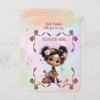 Flower Girl Invitation Floral Blue Watercolor