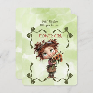 Flower Girl Invitation Floral Brown Watercolor