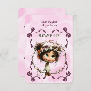 Flower Girl Invitation Floral Pink Watercolor