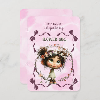 Flower Girl Invitation Floral Pink Watercolor