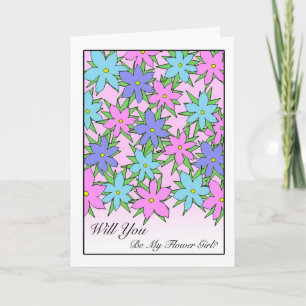 Flower Girl Invitation, Pastel Coloured Flowers Invitation