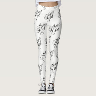 Flower Girl Leggings - Black on White