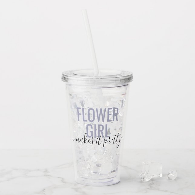 Flower Girl Matching Bridal Party Name Acrylic Tumbler (Front Ice)