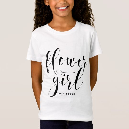 Flower Girl Modern Calligraphy Personalised T-Shirt