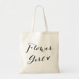 Flower Girl Modern Calligraphy Wedding Tote Bag