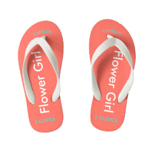 Flower Girl NAME Coral Kid's Flip Flops