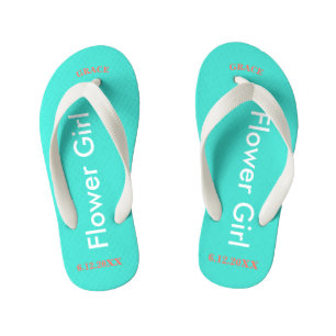 Flower Girl NAME Turquoise Kid's Flip Flops