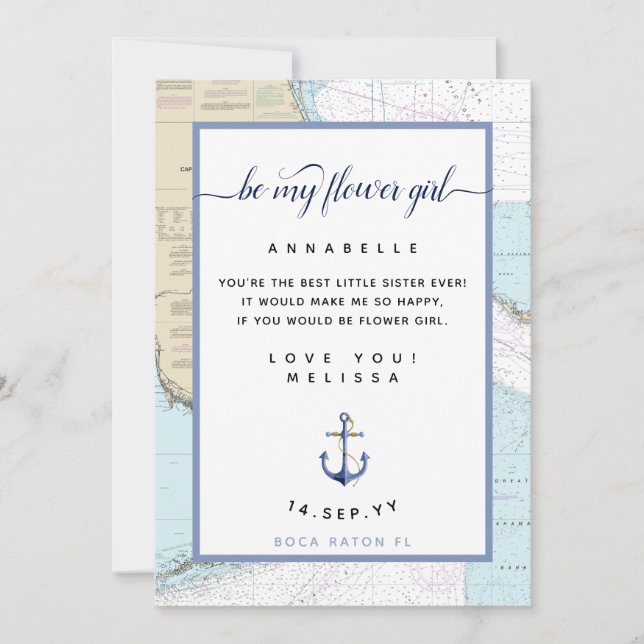 Flower Girl Nautical #Wedding | South #Florida Invitation (Front)