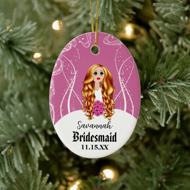 Flower Girl or Bridesmaid Pink Redhead Wedding  Ceramic Tree Decoration (Tree)