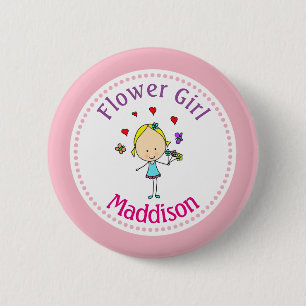 Flower Girl Personalised 6 Cm Round Badge