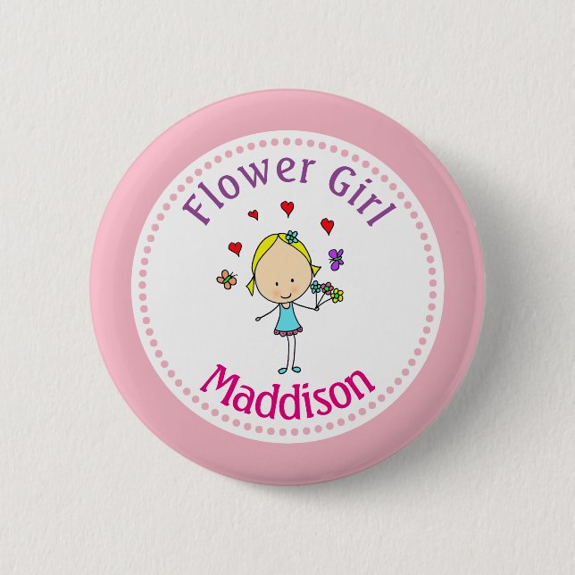 Flower Girl Personalised 6 Cm Round Badge (Front)