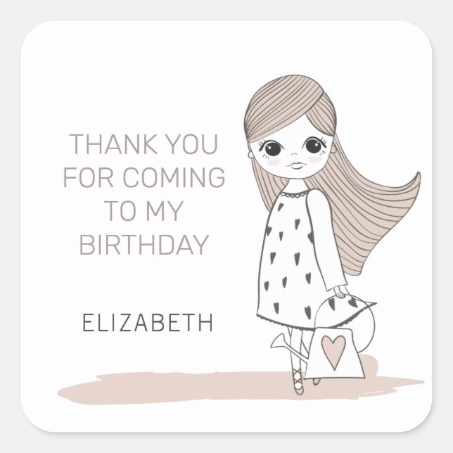 Flower Girl | Personalised Birthday Sticker (Front)