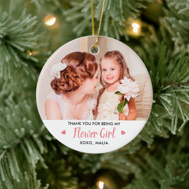 Flower Girl Personalised Bridal Party Photo Ceramic Tree Decoration (Tree)