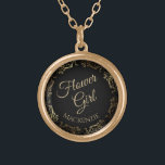 Flower Girl Personalised Wedding Necklace Gift<br><div class="desc">This beautiful gold plated necklace is designed as a wedding gift or favour for flower girls. Designed to coordinate with our Gold Foil Elegant Wedding Suite, it features a gold faux foil flourish border with the text "Flower Girl" as well as a place to enter her name. Beautiful way to...</div>